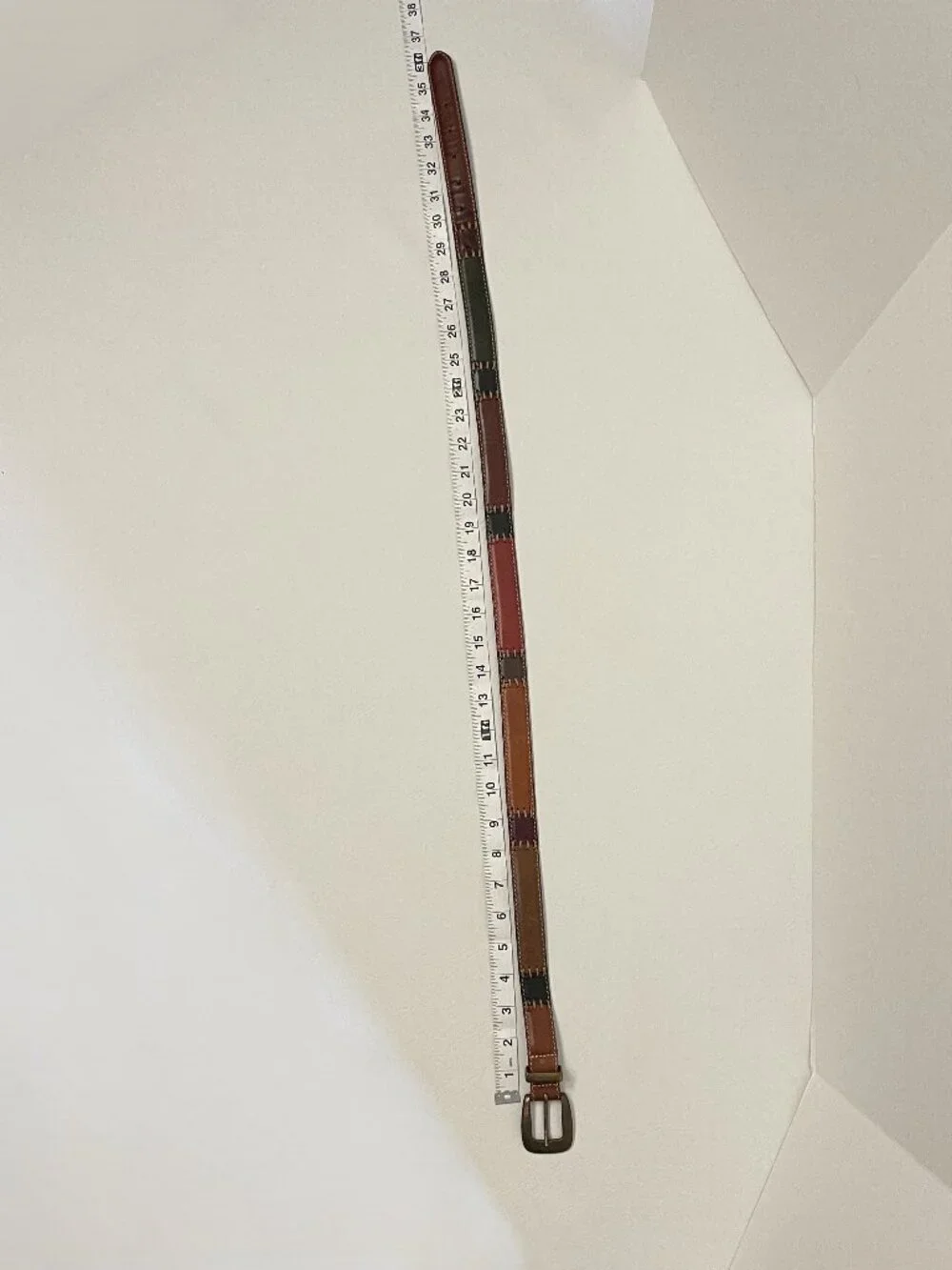 Vintage Fossil Leather Belt Women's Large Brown Patchwork  BT1411 Colorblock Y2K